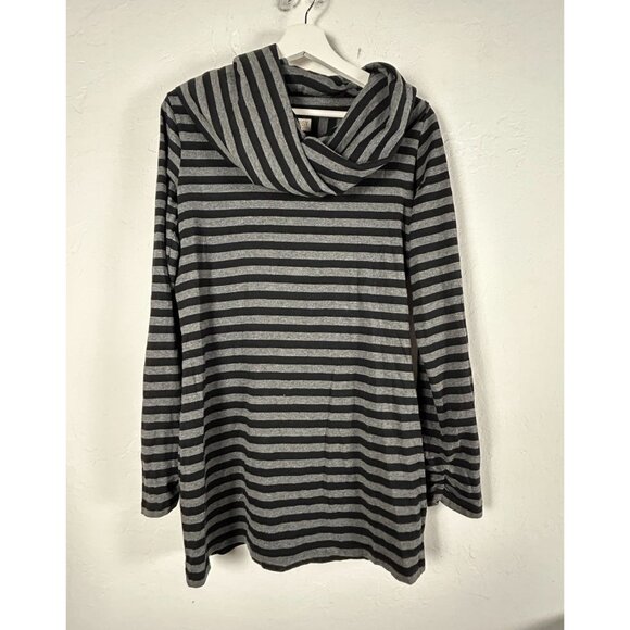 Synergy Womens Organic Cotton Striped Long Sleeve Cowl Neck Tunic Top Medium - Picture 1 of 8